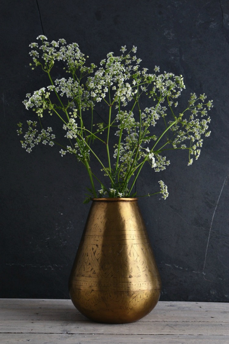 hand-etched brass vase from decorators notebook