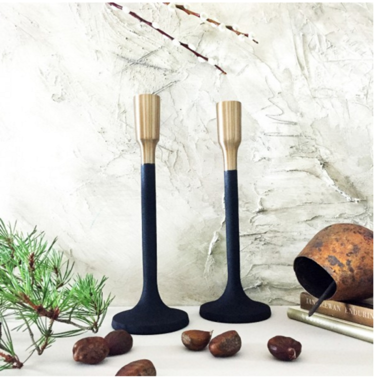 gold tipped candlesticks from curious egg