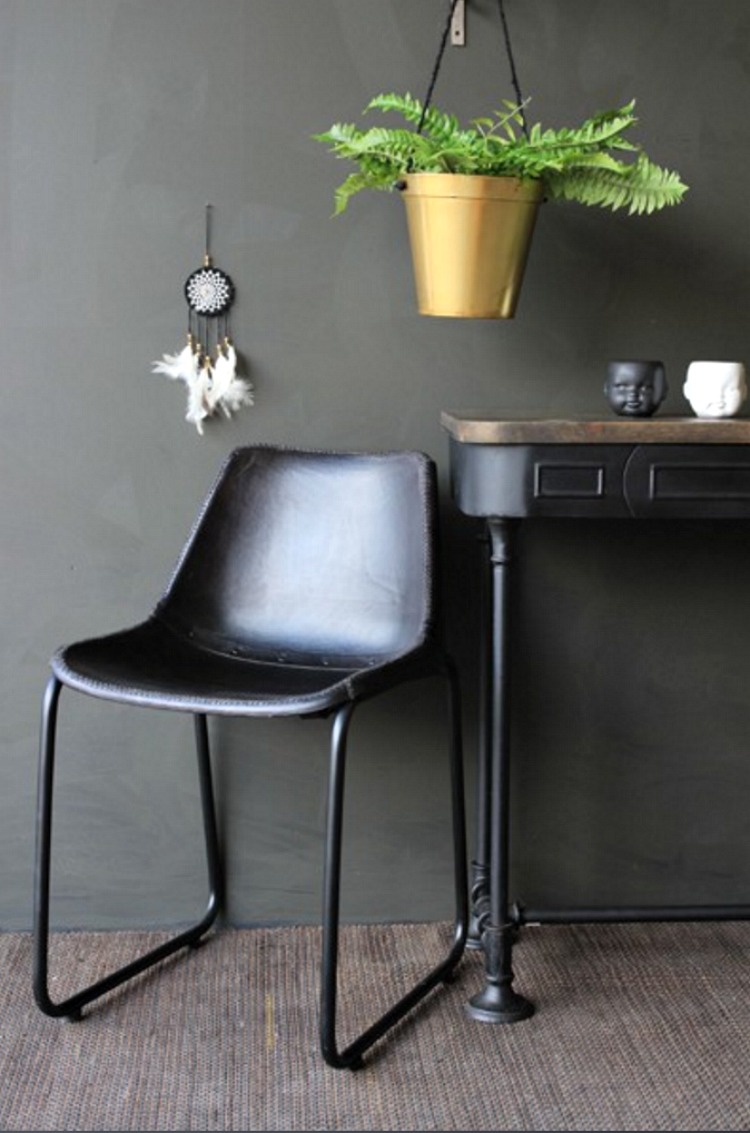 black industrial leather chair
