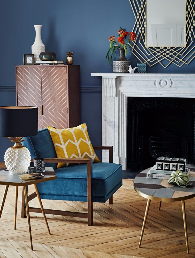 blue velvet armchair from house of fraser