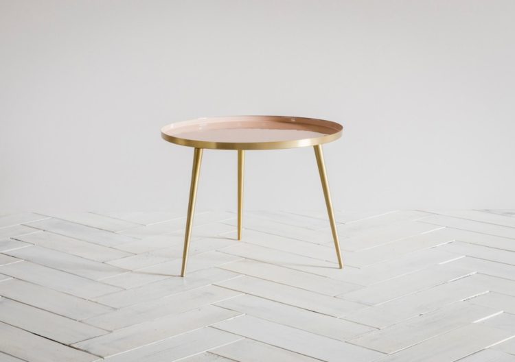 brass and blush side table from perch and parrow 