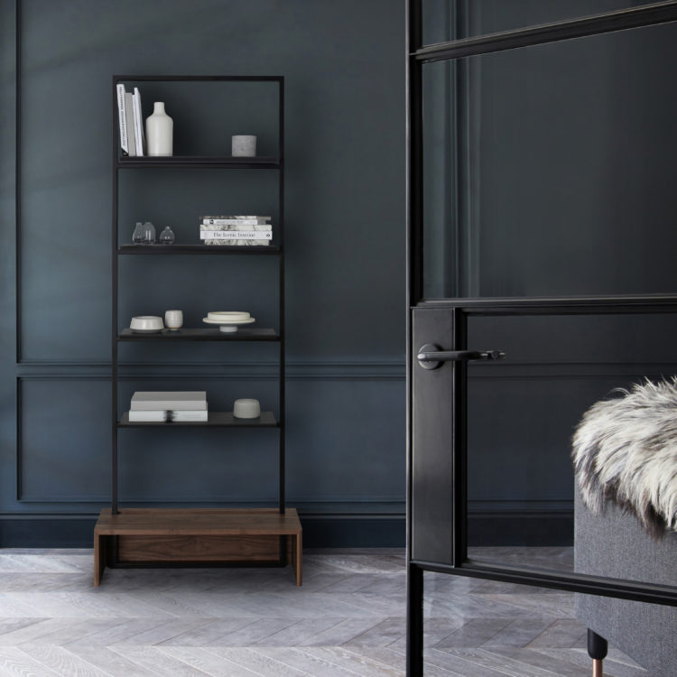 [MannMade London] Battersea collection, lifestyle, Northcote shelves, dark, £785