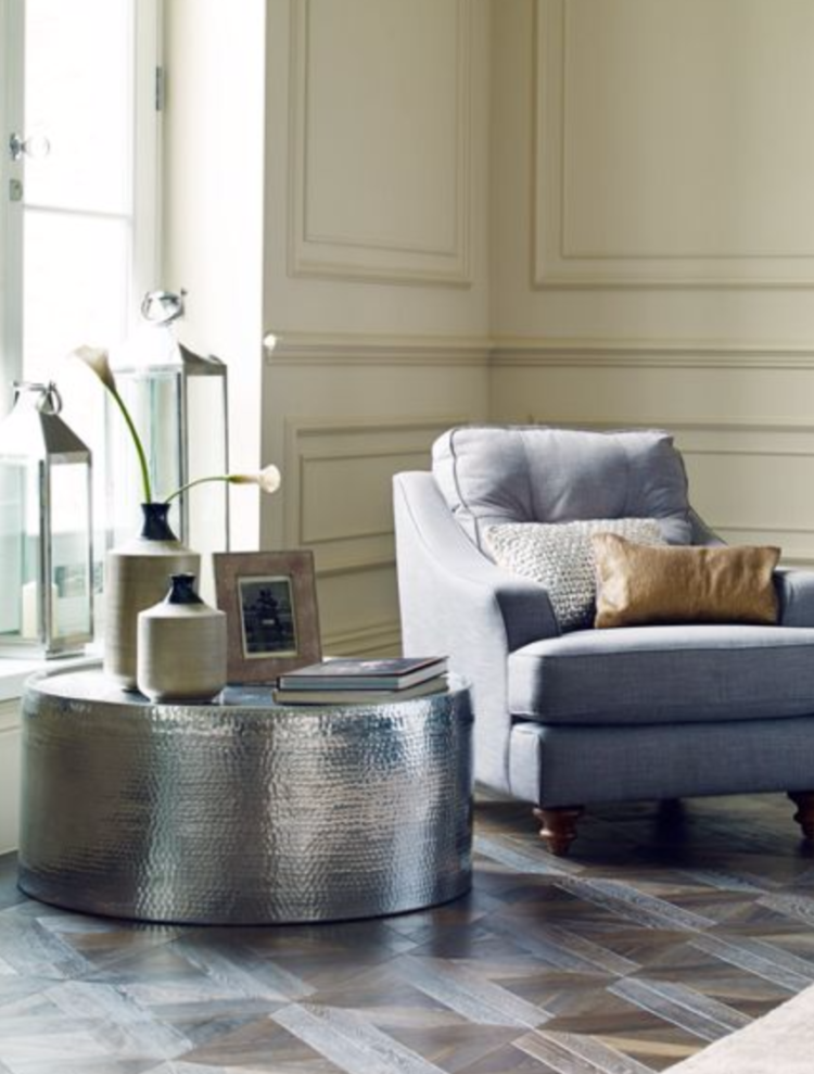metallic sliver coffee table from house of fraser