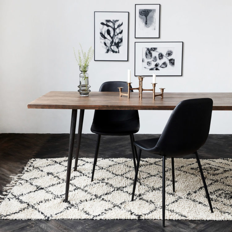 black and white rug from house curious
