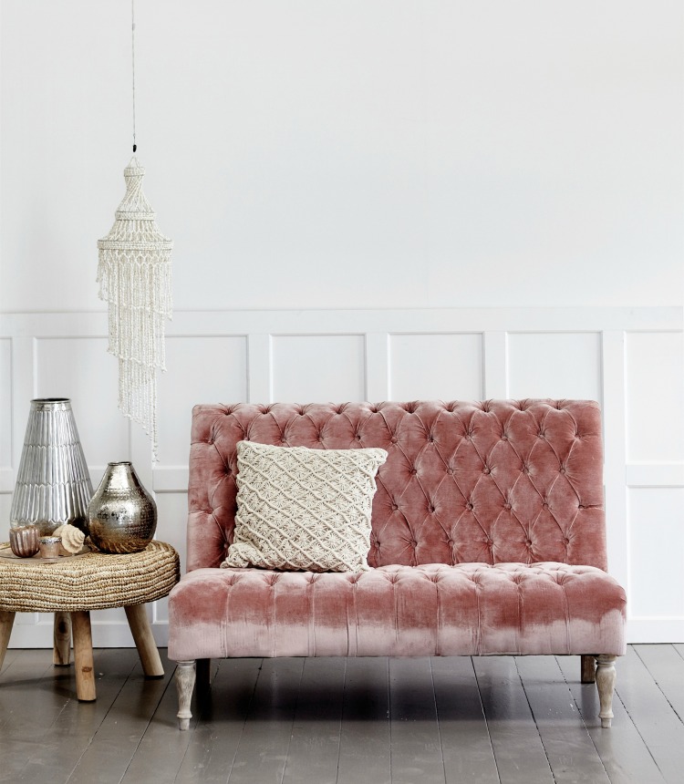 pink velvet couch by lene bjerre