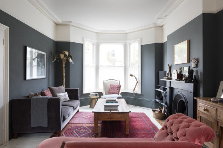 dark grey walls in sitting room by Paul Craig styled by Kate Watson-Smyth