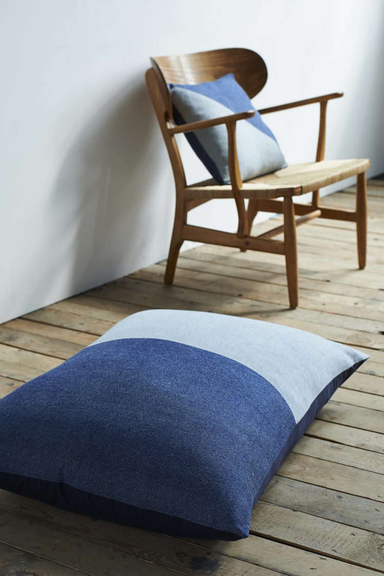 'Lane x London Cloth' Cotton Floor Cushion and Cotton Cushion - Triangle Context LR