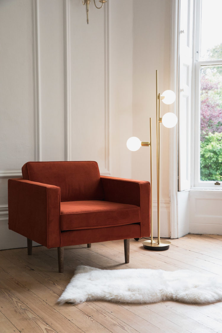 paprika velvet armchair from rose and grey