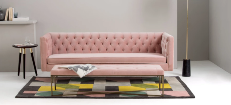 blush pink buttonback sofa from made.com