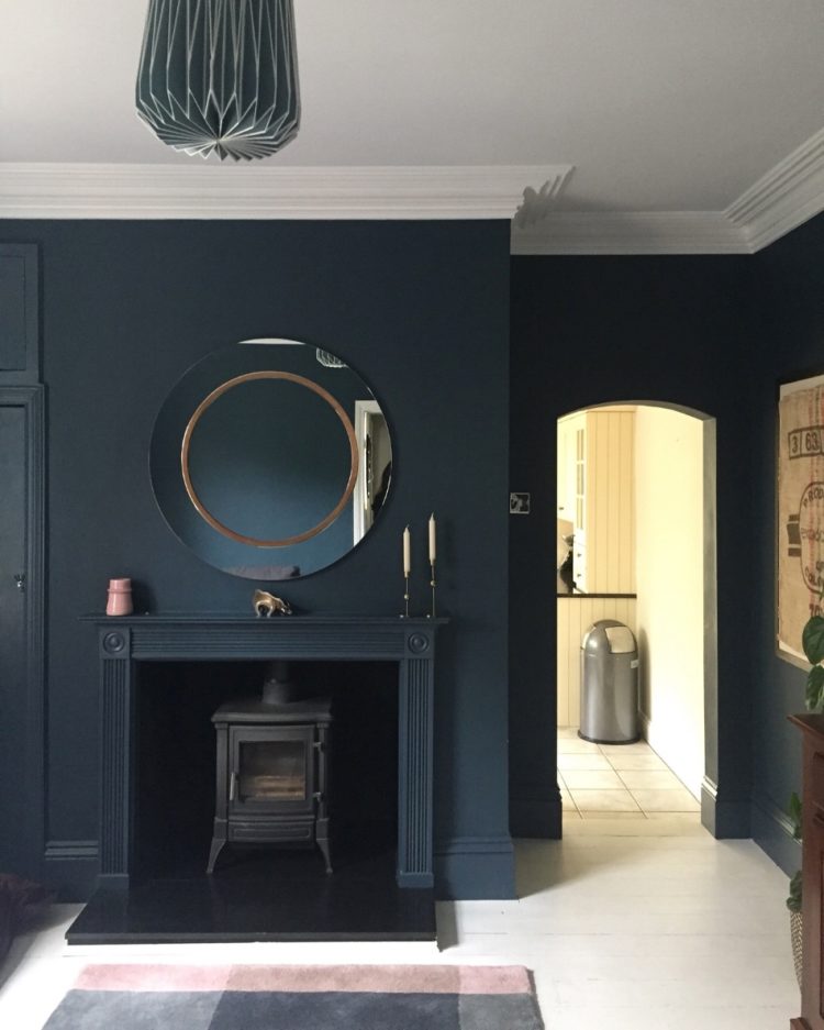 navy blue sitting room by mother hub