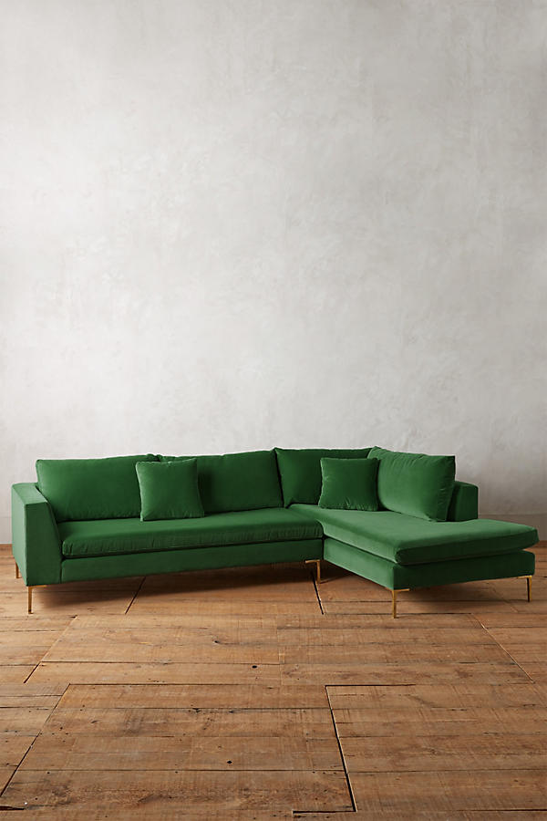 green velvet sectional sofa from anthropologie