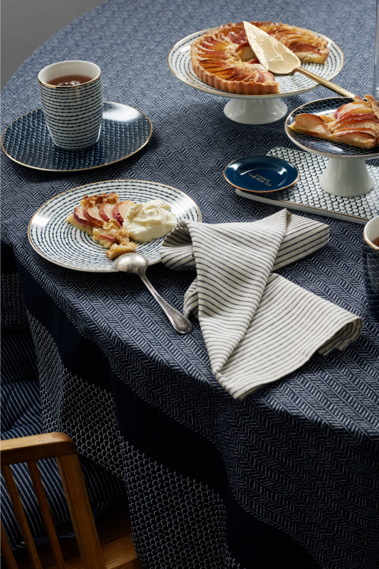 navy and white plates from H&M