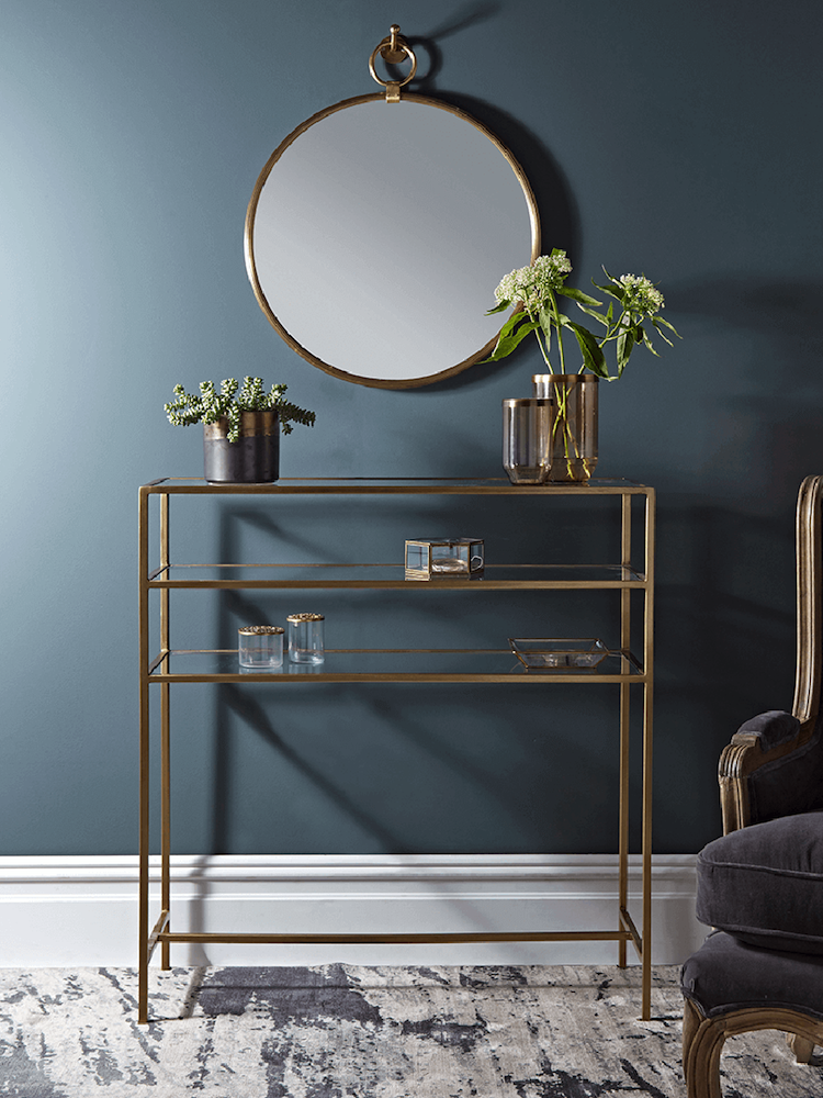 ound brass mirror from cox and cox