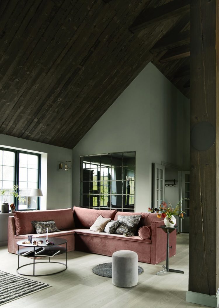 image via Tine K Home - velvet sofa in port