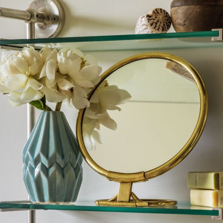 round brass mirror dressing table from graham and green