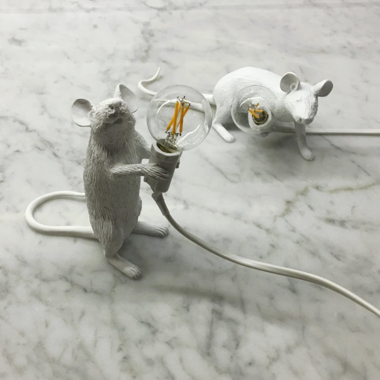seletti mouse lamp standing and sitting