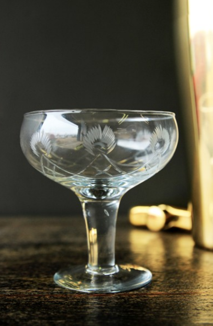 iris cut glass champagne saucer from rockett st george