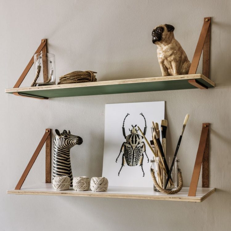 leather strap shelves from graham and gren
