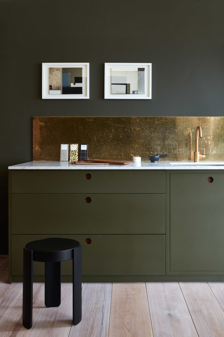the ladbroke by naked kitchens painted in invisible green by little greene
