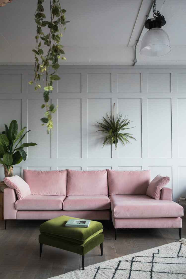 velvet sofas and panelled walls are very 2018