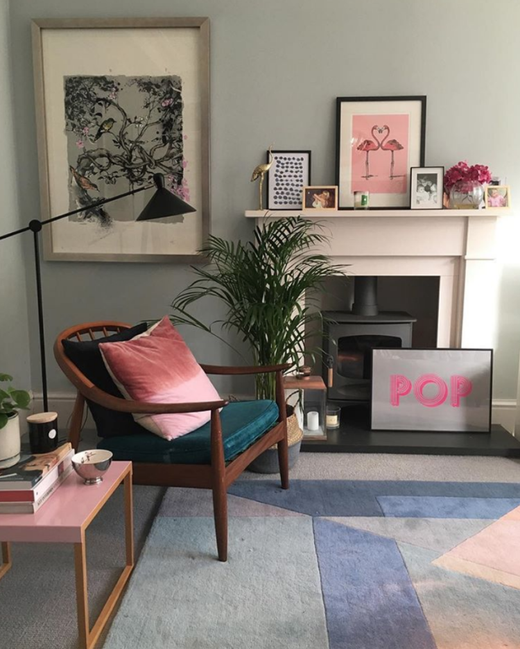pink and grey room by hilary marconetto