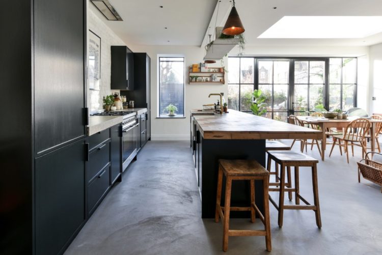 open plan kitchen concrete floor via shootfactory