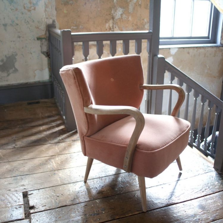 rose pink velvet armchair from graham and green