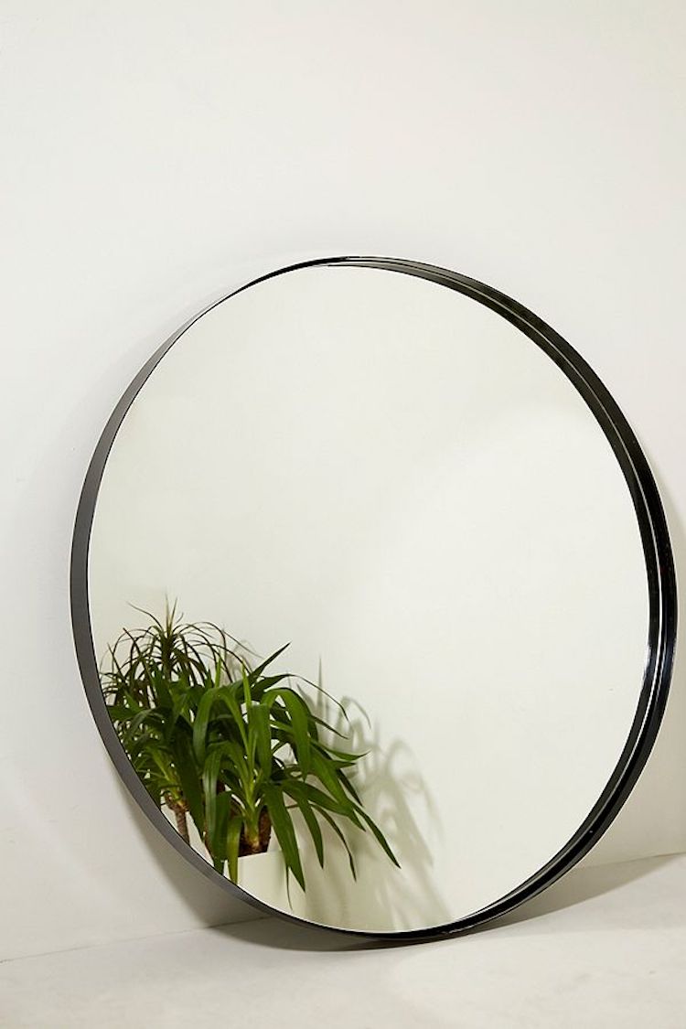 Averly large black metal frame round mirror from urban outfitters £180