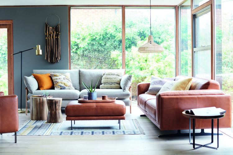 the hackney sofa by dfs includes on trend ski legs and is made from natural leather 