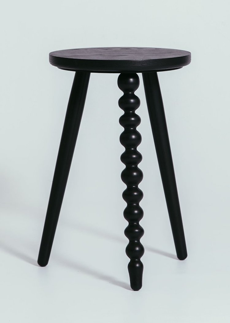 black ash perfectly imperfect stool by the Galvin brothers