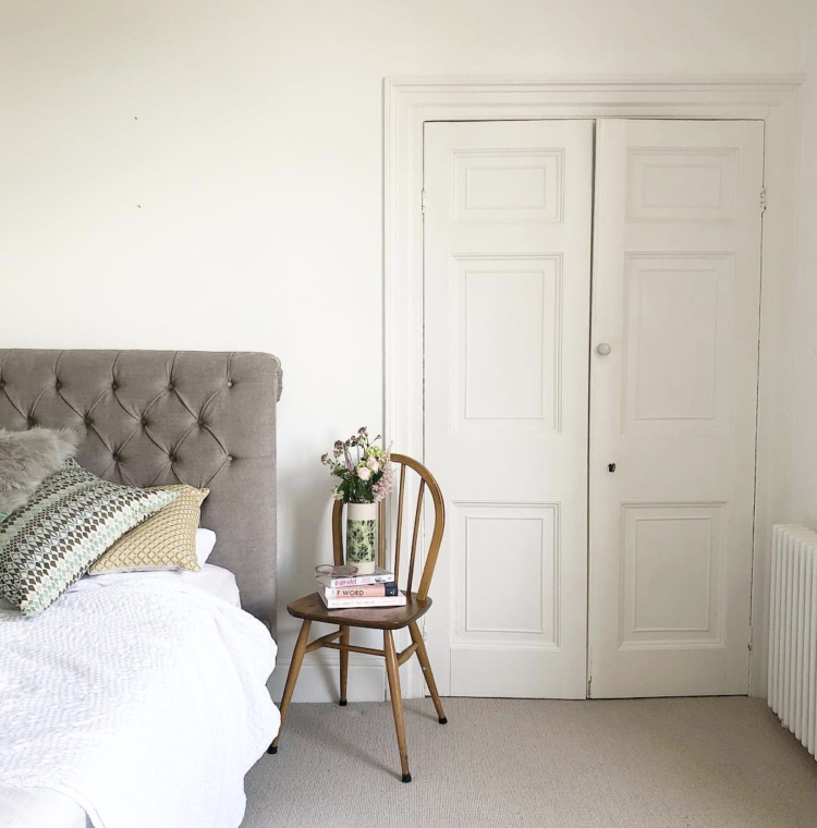 who needs a bedside table when you use a chair image by Ruth Crilly, @amodelrecommends