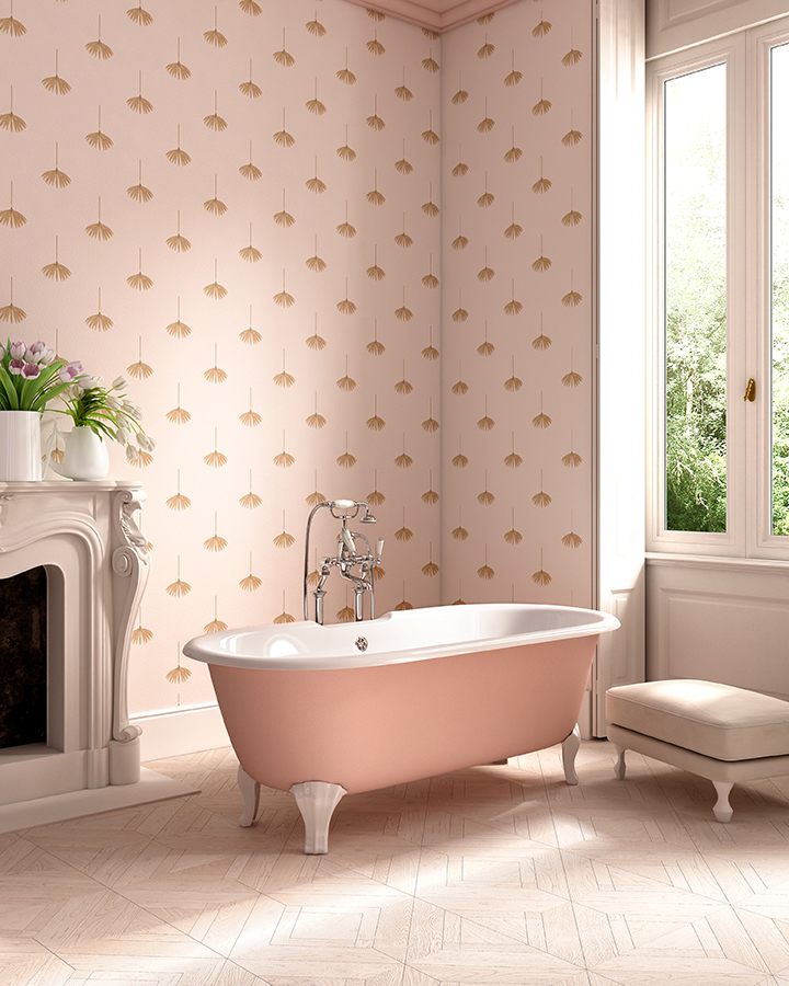 Lilies_2 Wallpaper and Draycott tub by Devon&Devon