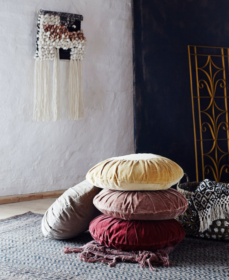round velvet cushions from house curious