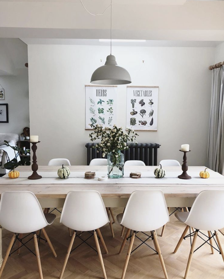 white kitchen with eames chairs via @rvl_loves