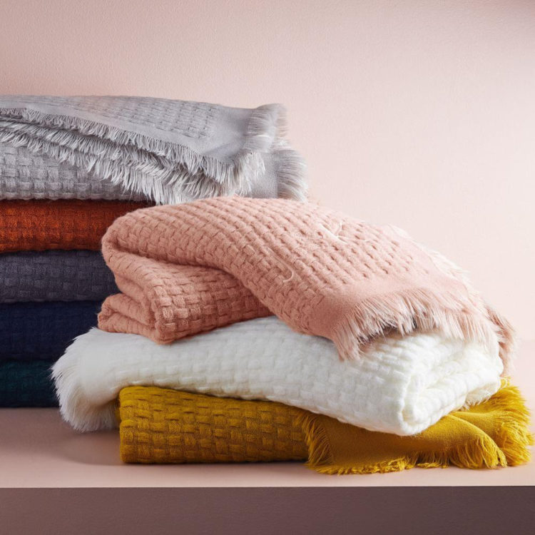 waffle weave throws from westelm