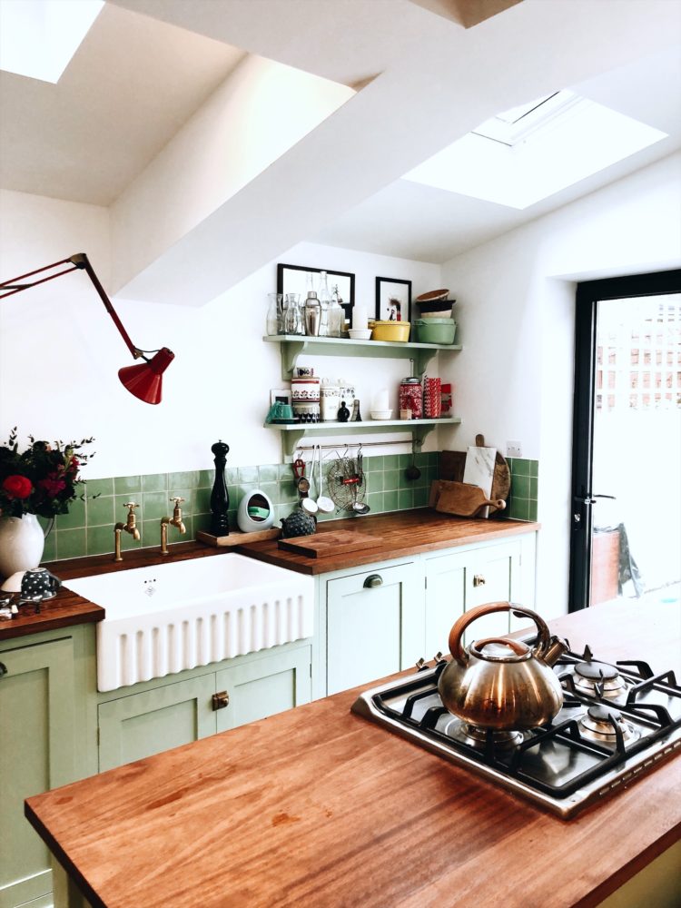vintage red anglepoise in the home of Rachel Khoo