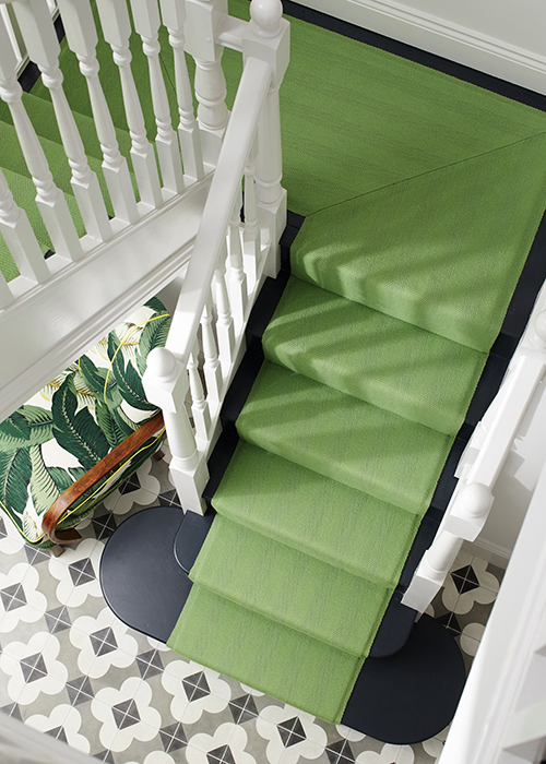 hadley lime stair runner by Roger Oates inthe home of Erica Davies