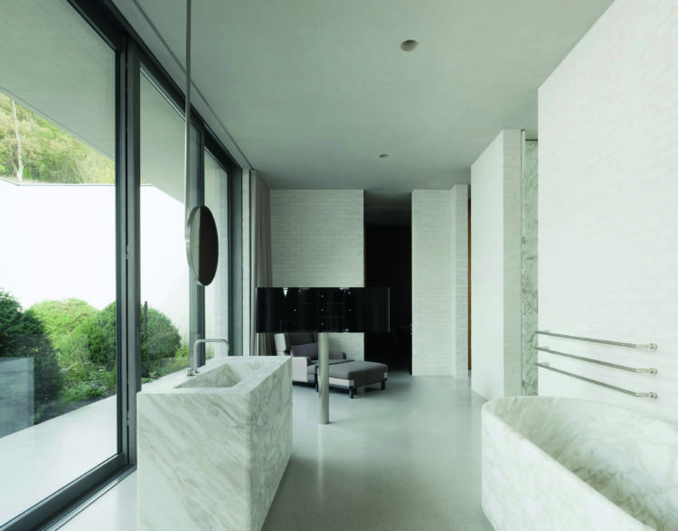 David Chipperfield, Fayland House (for private client), bathroom, Chiltern Hills, England, UK, completed 2013. Picture credit: Simon Menges
