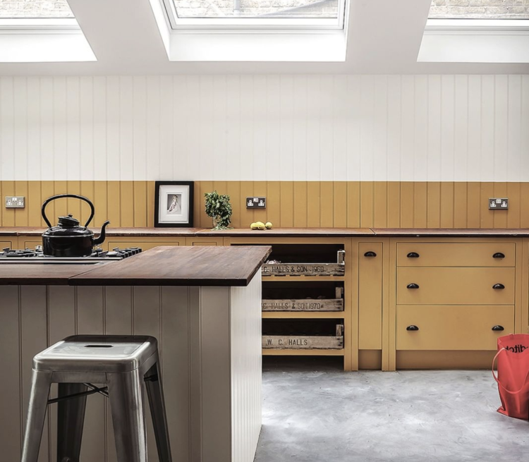 mustard kitchen by british standard cupboards