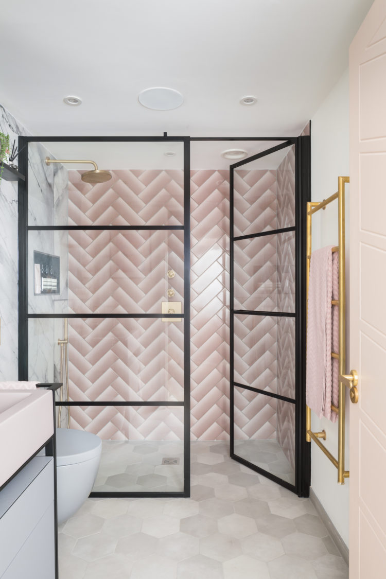 West One Bathrooms DIESEL Shades of blinds in PINK in herringbone pattern