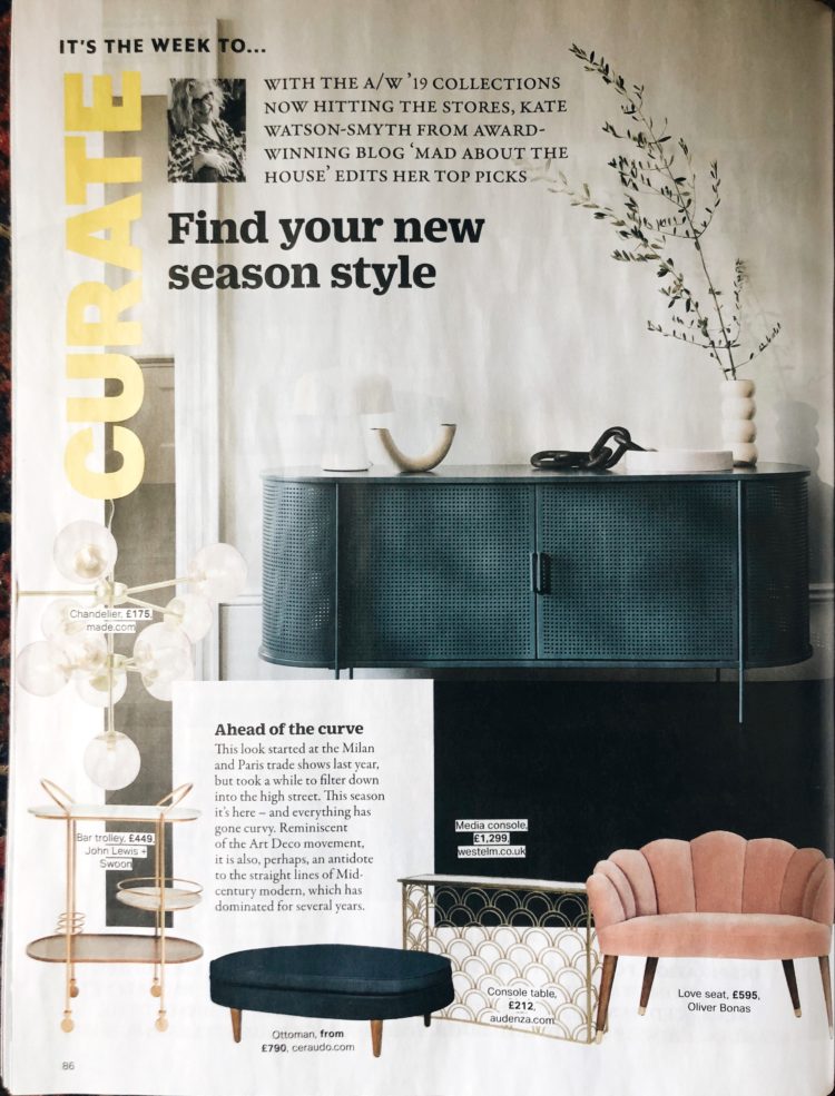 Kate Watson-Smyth compiles a guide to the new season's trends for Grazia magazine 'find your new season style' #grazia #newseason #trends #interiortrends #madaboutthehouse