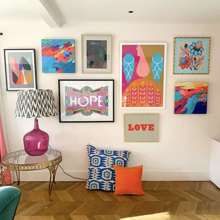 gallery wall, sophie robinson, colourful, happy home