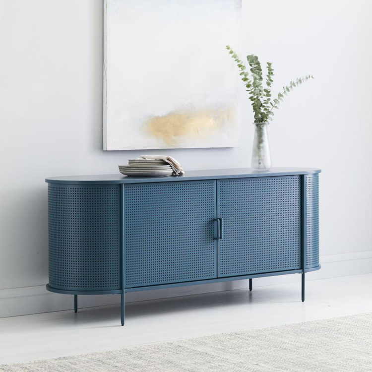 perforated media console blue from westelm