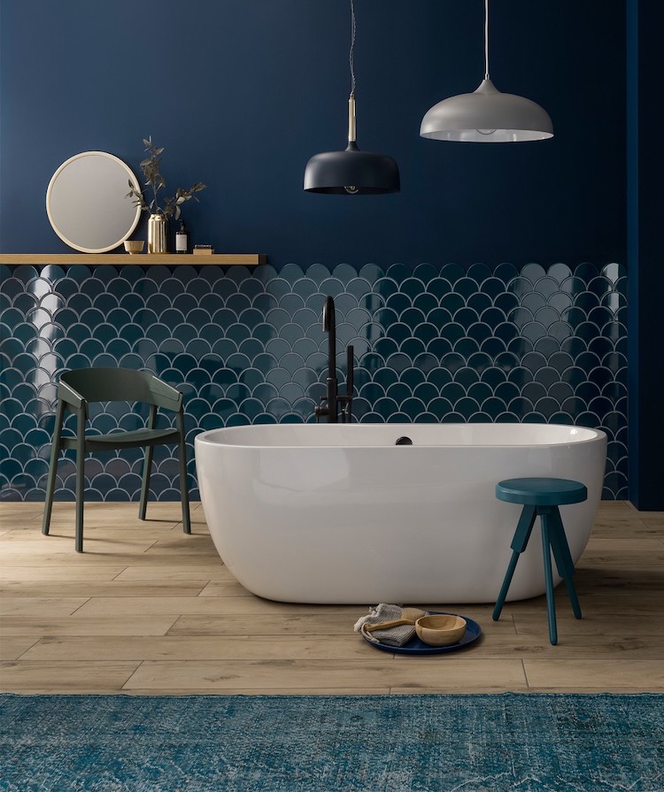 Catania 1860 Blue Glazed Tile Topps Tiles Bathroom With