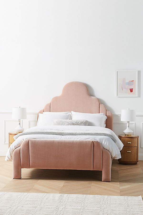 mariana pink velvet bed from soho home x anthropologie collaboration
