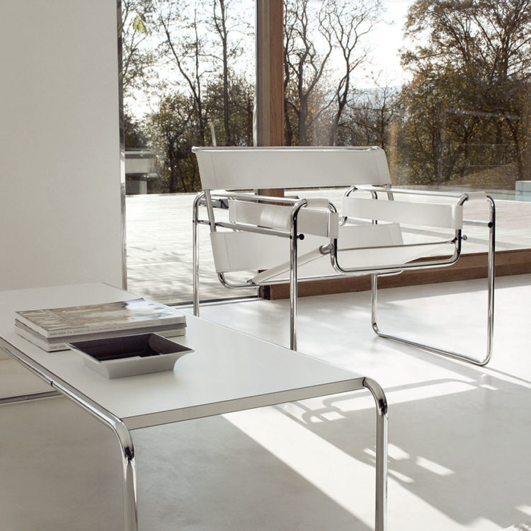 white leather wassily chair by marcel breuer via knoll
