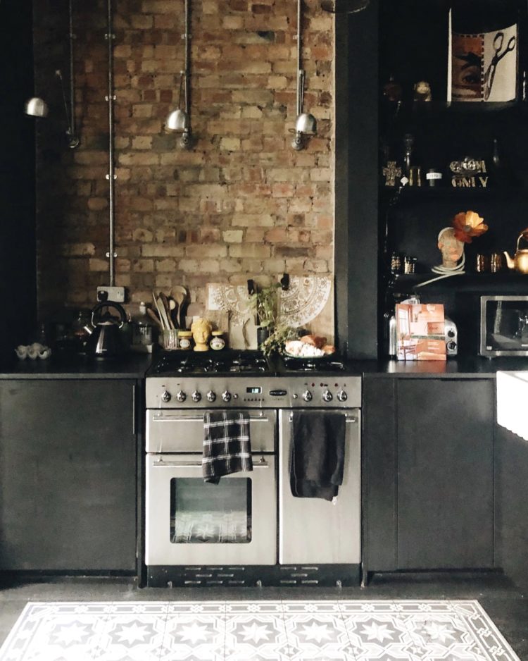 black ikea kitchen in the home of lucy st george of rockett st george