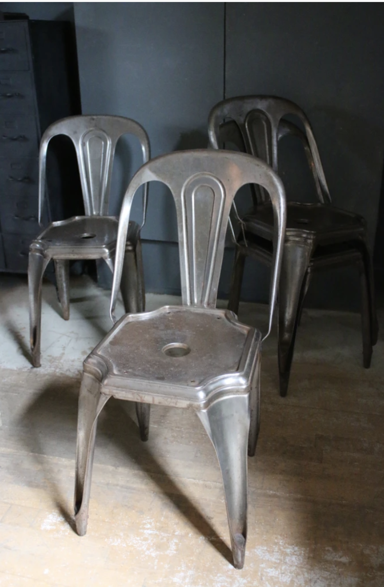 set of four original tolix cafe chairs from discover attic