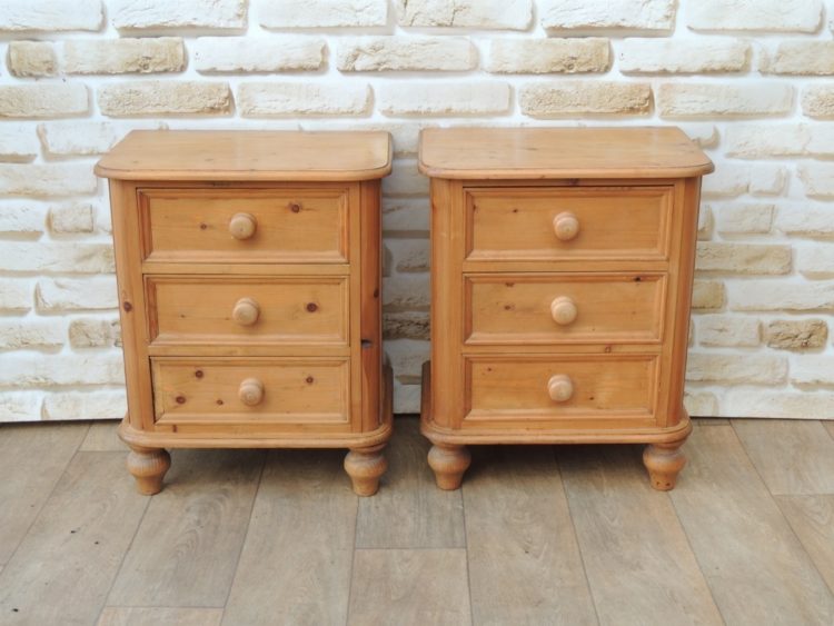 pair of pine bedside cabinets