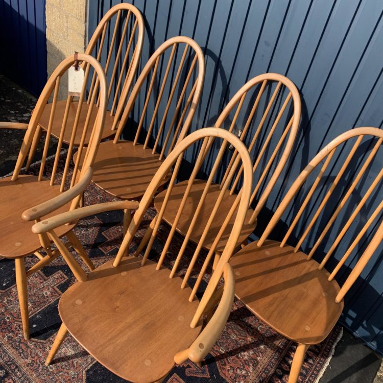 six vintage ercol dining chairs via etsy
